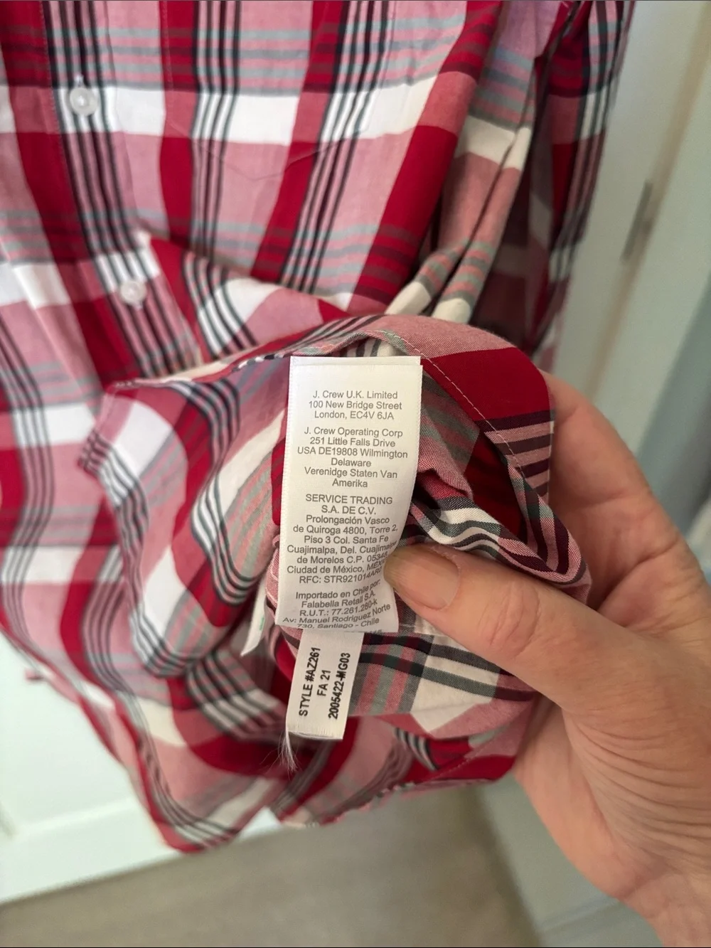 J. Crew Slim Untucked Flex Washed Red and White Plaid Button-Down Shirt